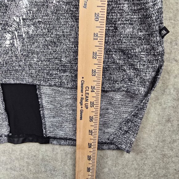 Rock & Republic Womens Long Sleeve Top Gray/B&W Knit Faux Leather Bull Skull S - Picture 5 of 6
